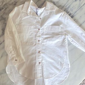 Zara cotton white button shirt dress